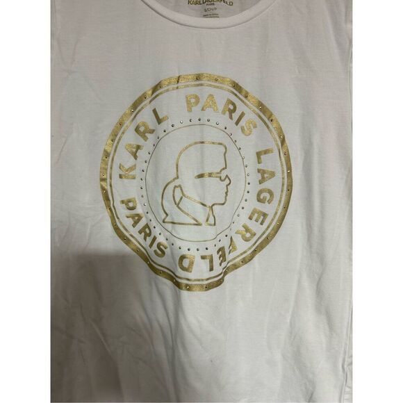Karl Lagerfeld Small (SM) T-Shirt Gold Logo - Picture 6 of 6